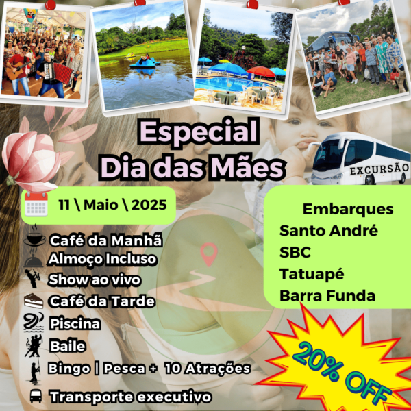 ❌ - ESGOTADO - ESPECIAL DE DIA DAS MÃES | ATIBAIA – SP | DOMINGO!