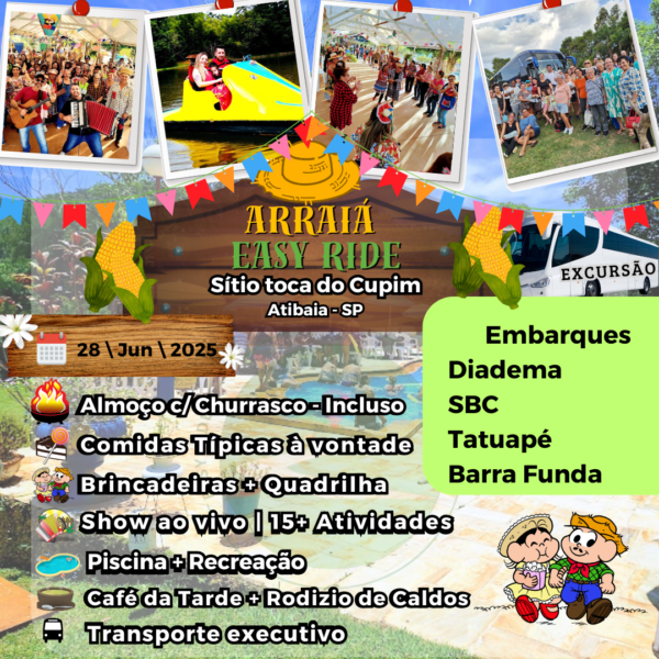 ARRAIÁ EASY RIDE - PACOTE COMPLETO! | Atibaia - SP | 28/06 - SÁBADO!